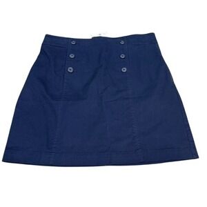 LOFT Navy Blue Sailor Button Front Mini Skirt Size 12 NWT 34961179